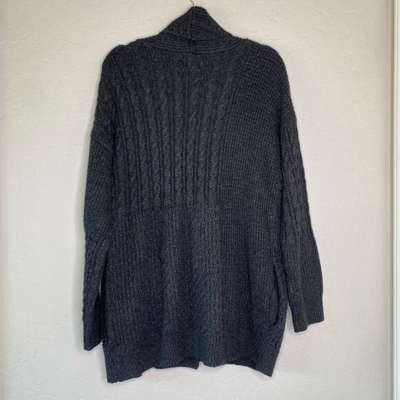 Joie Gray Cable Knit Open Front Chunky Cardigan Large - Picture 12 of 13